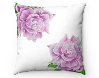 Rose in Bloom Designed Polyester Square Pillow