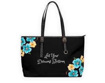 Dreams Blossom Bouquet Leather Tote Bag