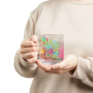 Floral Glass Mug, Colorful Flower Design for Home Decor, Perfect for Coffee, Tea, Gift Idea, Vibrant Drinkware image 4
