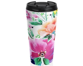 15 oz. Floral Designed Stainless Steel Travel Mug