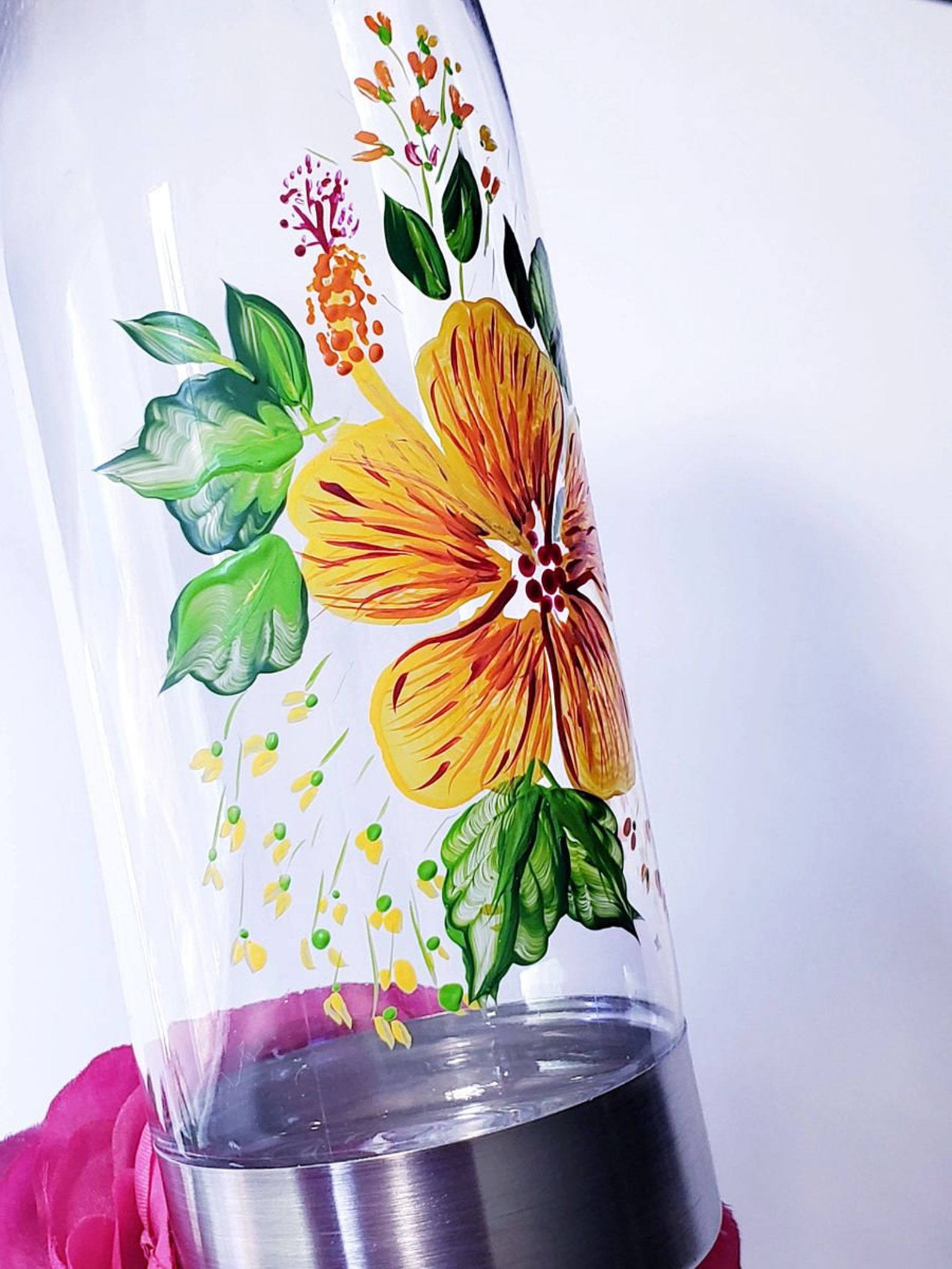 Floral Designed Acrylic Water Bottles Etsy