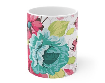 Florals in Bloom Ceramic Mugs, 11oz