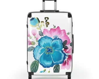 Blue Floral Cabin Suitcase