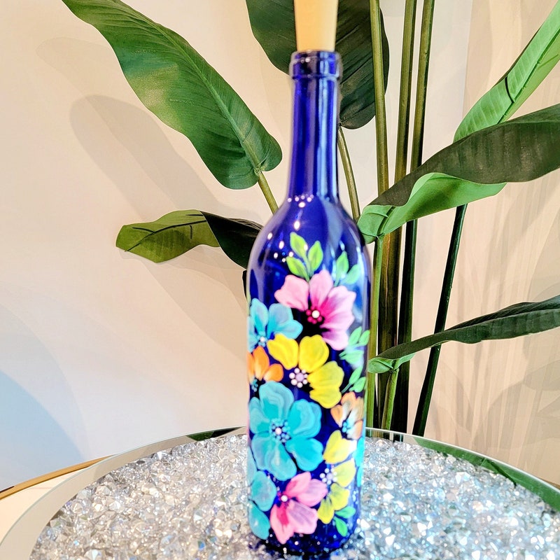 Painted Wine Bottle - Etsy