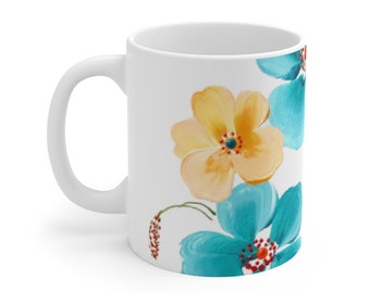 Bloom in Teal Mug 11oz