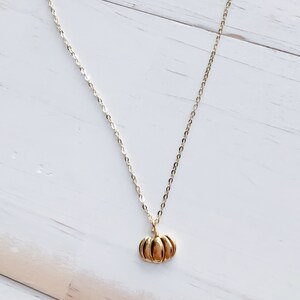 Gold Pumpkin Charm Necklace