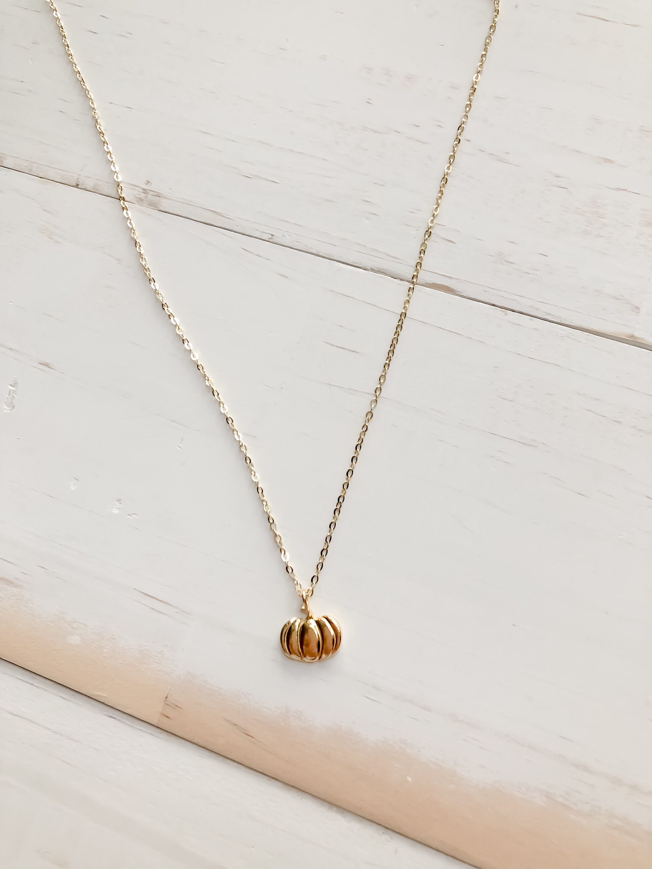 Gold Pumpkin Charm Necklace
