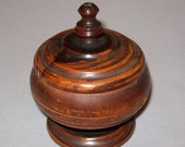 Antique Vtg Ca 1900s Edwardian Small Lignum Vitae Covered Bowl Footed With Finial