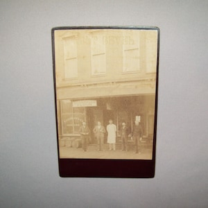 Antique Vtg 1880s Cabinet Card Photo AJ Gerrer Grocers Street Scene Store Front