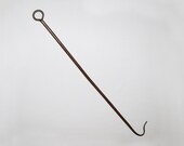 Old Antique Vtg Early 19th C 1800s Hand Wrought Iron Hearth Hook 19 quot Long Nice