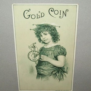 Antike ca. 1800 s Litho Handel Karte Goldmünze Lüftungsöffnung Holzheizung Öfen alten Vtg