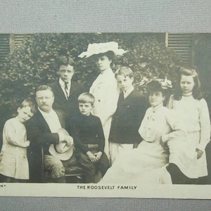 President Roosevelt And Family Real Photo Post Card Antique Old Vtg