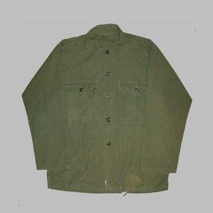 Old Vtg 1960s Vietnam War US Army Uniform Poplin Fatigue Shirt Size Small Jacket