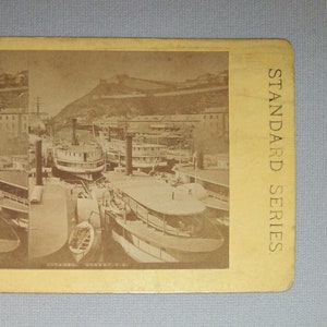 Cartão Com Fotos Old Antique Vtg Ca 1870 Sidewheel Steamboats na Citadel Stereoview