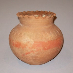 Antique Vtg Early 20th C 1920s Schofield Pottery Redware Flower Pot Fluted Rim