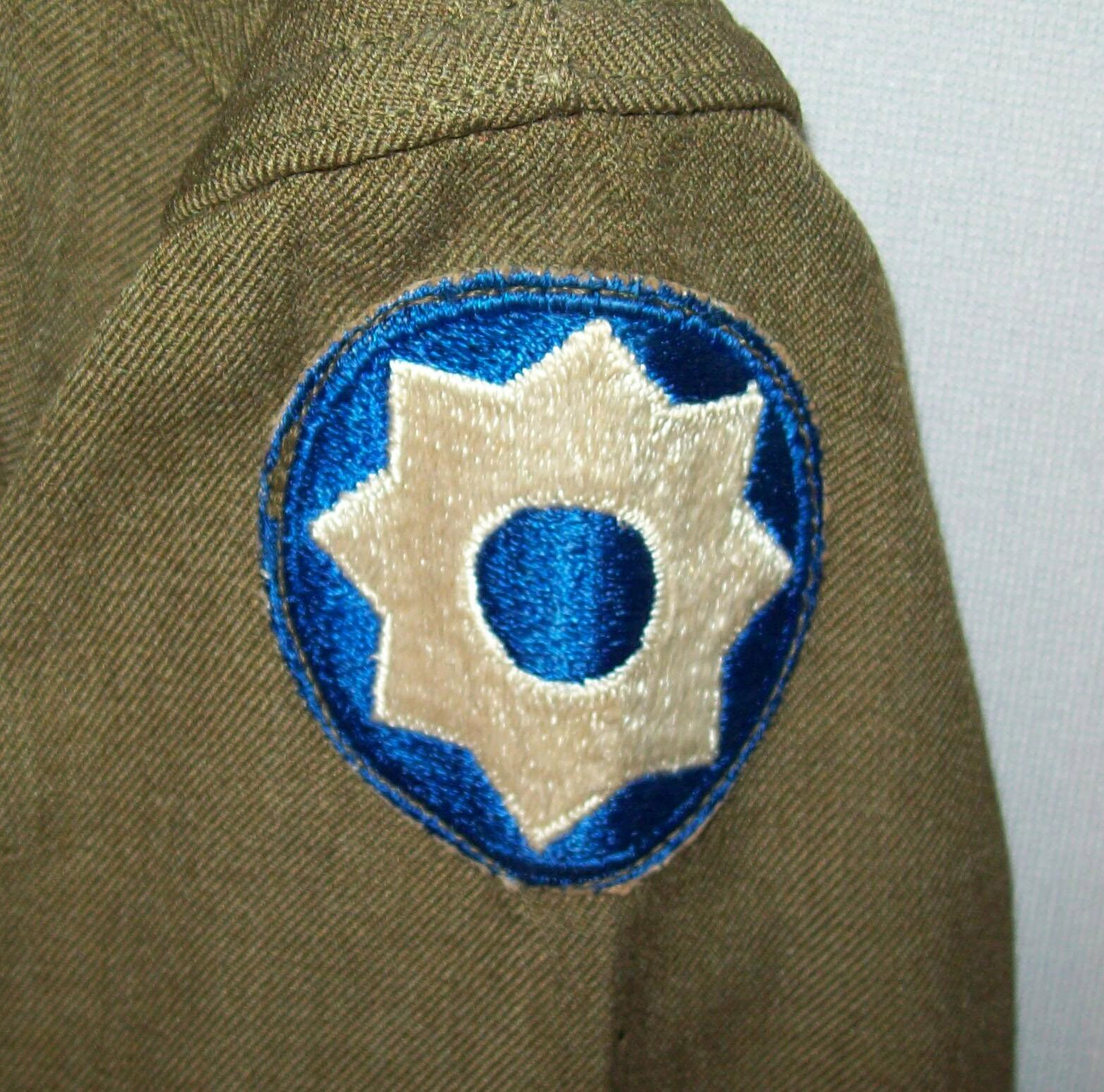 Old Vtg WWII 1940s US Army Shirt Olive Drab Wool With 8th Service ...