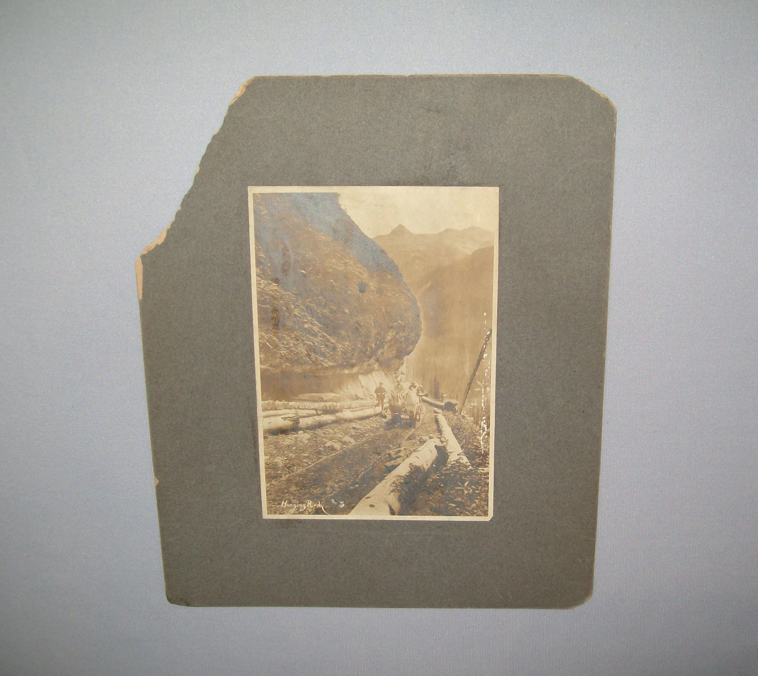 Old Antique Vtg 1800s Mounted Cabinet Photo Hanging Rock # 3 Rail Road Workers