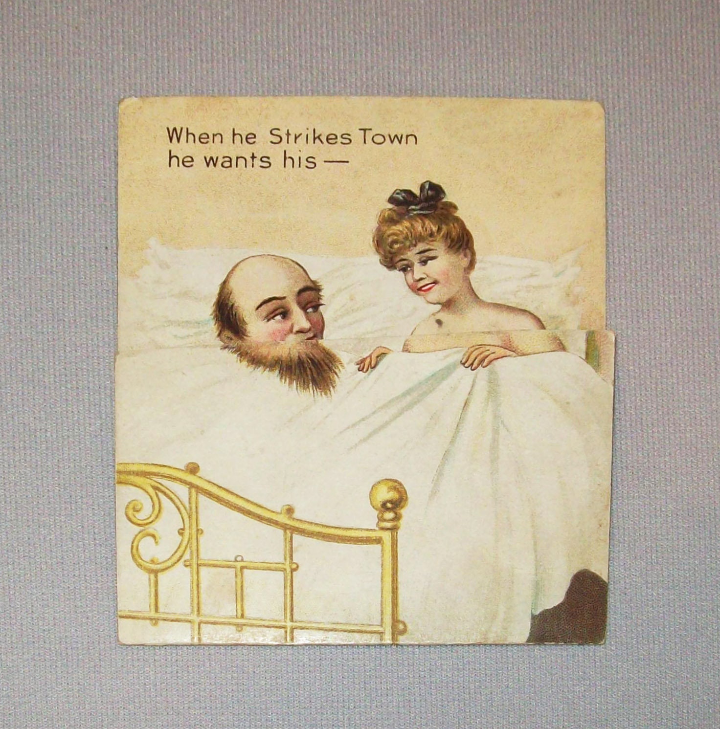 Antique Vtg Ca 1900 Hoosier Beer Risque Folding Trade Card Indianapolis Brewing