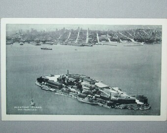 Old Antique Vtg Ca 1960s Alcatraz Island San Francisco Aerial View Post Card