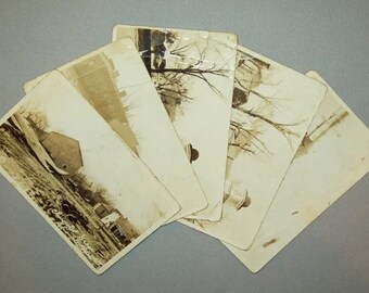 VTG Ca des années 1930 CPPR M.E. Church, M & M chaussures Co, Chevrolet Garage inondation Photos photographies
