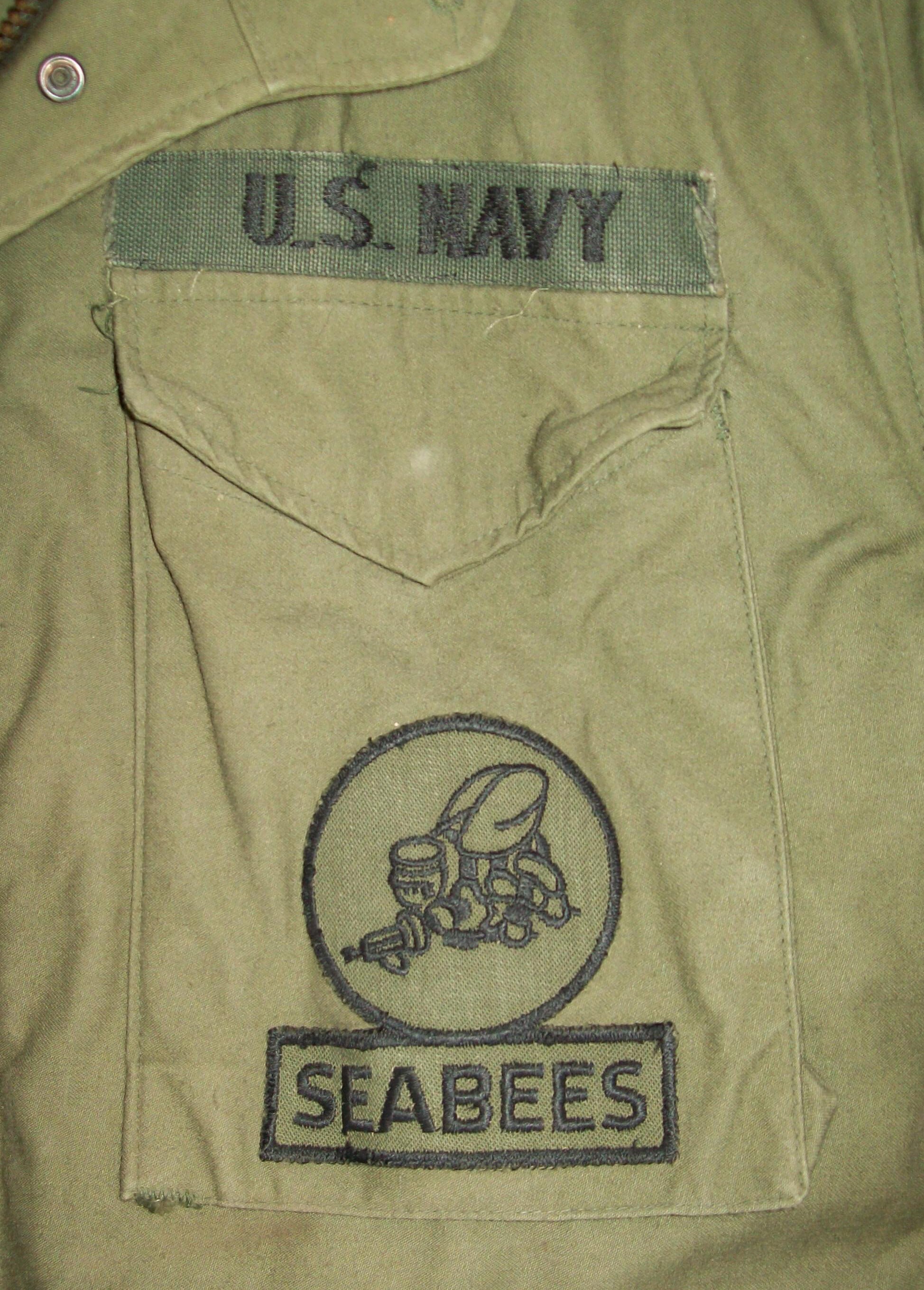 Vtg 1970s Vietnam War Seabees Field Jacket Small Regular M65