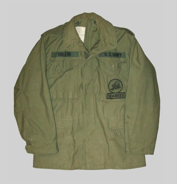 Vtg 1970s Vietnam War Seabees Field Jacket Small Regular M65