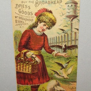 Antique Ca 1890s Folding Trade Card Broadhead Dress Goods Vtg Very Nice Condition