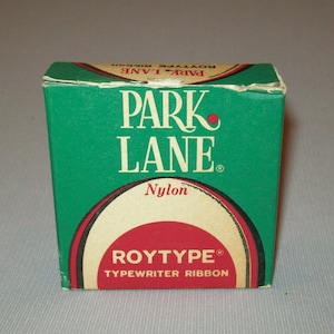 Old Vtg 1940's Cardboard Park Lane Nylon Roytype Caixa de fita para máquina de escrever, não estanho