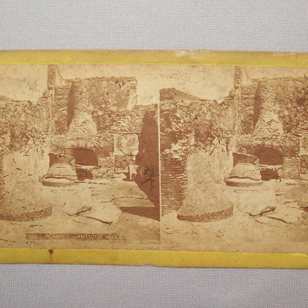 Antique Vtg 1800s Pompeii Antique Hills Stereoview Photo Card Photograph Scarce