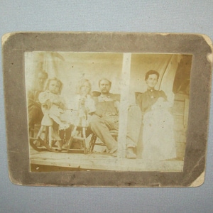 Old Antique Vtg 1890s Cabinet Photo Girls With Two Early Wooden Rocking Horsees