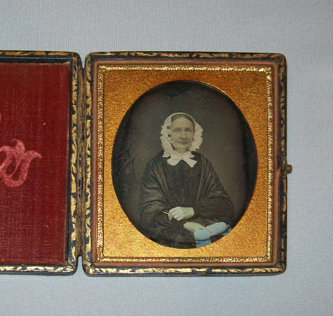 Daguerréotype Originale (1850) - Portrait D'une Mère Et Son Bébé Dans Un Union Case | Pièce De Collection Historique