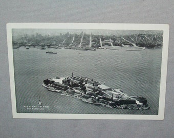 Antique Vtg 1940s Alcatraz Island Prison San Francisco Post Card Very Nice