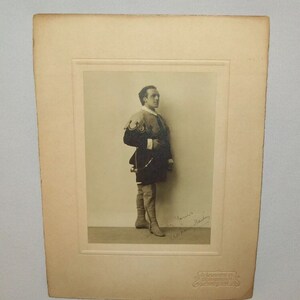 Vtg 1900s Tarjeta de Gabinete Foto Etapa Actor Glasgow Firmado Fotografía