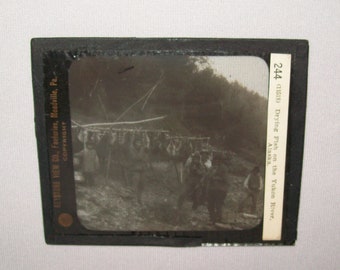 Old Antique Vtg Ca 1900s Native Alaskin Eskimos Drying Fish Yukon River Alaska