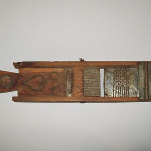 Old Antique Vtg Ca 1900s Unusual Multi Use Wooden Hand Slicer Grater Press