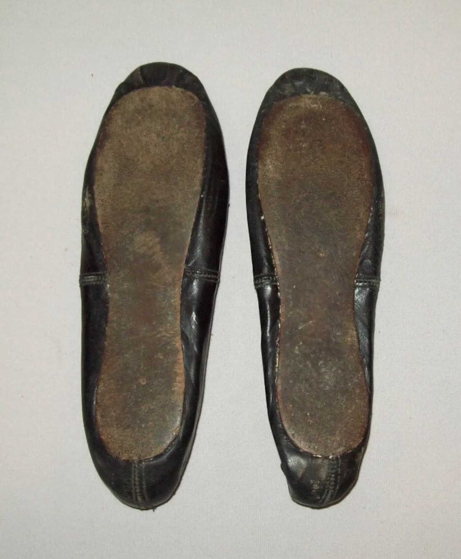 nice 19th c pair of mid 19th century leather ballet slippers or shoes nice 19th c pair of mid 19th century leather ballet slippers or shoes