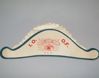 Antique Vtg Early 1900s IOOF Odd Fellows Bi Corn Paper Parade Hat