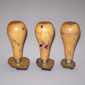 Antique Vtg Set Three 1929 Missouri Department of Agriculture Inspector Hand Stamps