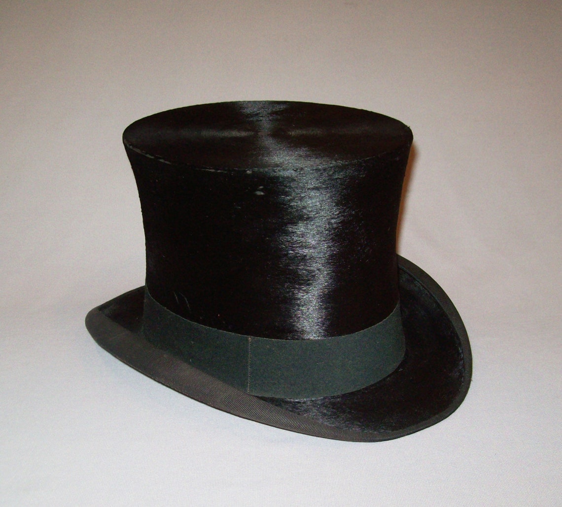 Old Antique Vtg 19th C 1880s Mans Silk Stove Pipe Top Hat Etsy