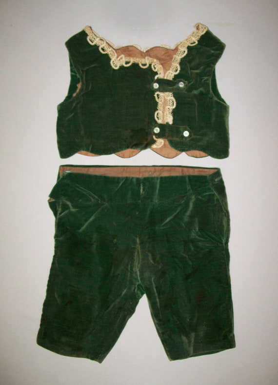 Old Antique Vtg 1870s Victorian 2 Pc Boys Suit Gre