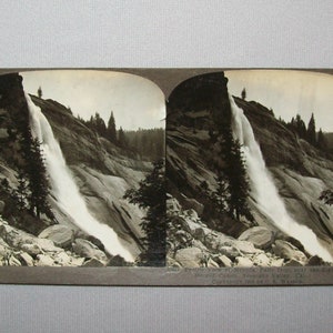 Antique Vtg 1900s Nevada Falls Near The Zigzags Stereoview Photo Card Very Nice