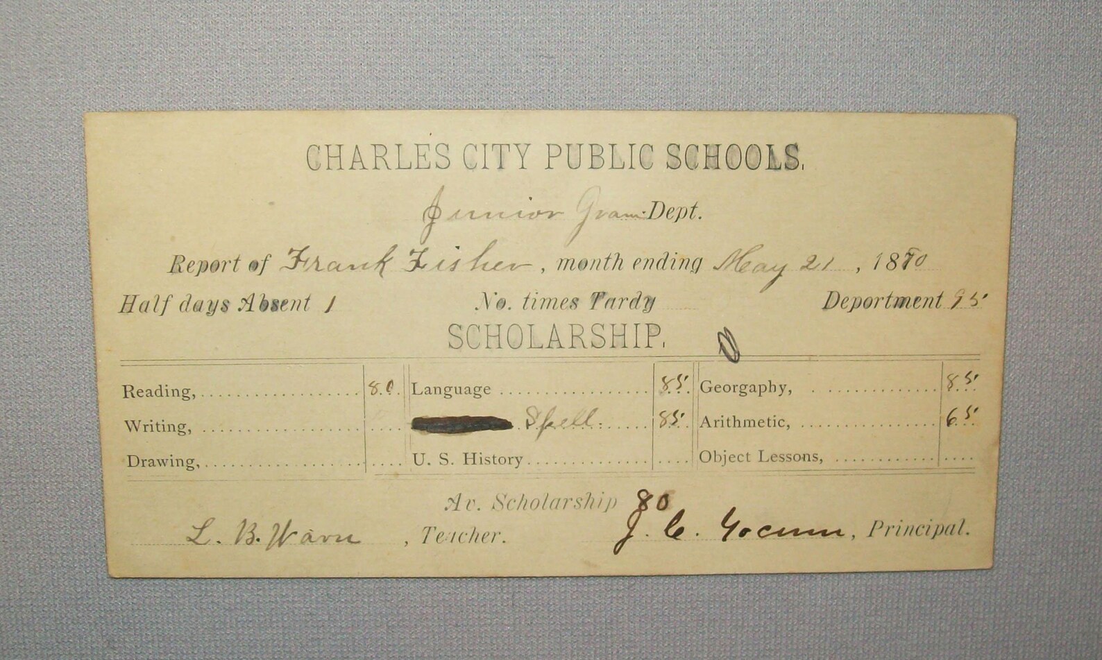 Antique Dated 1870 Original Charles City Iowa Public Schools Etsy