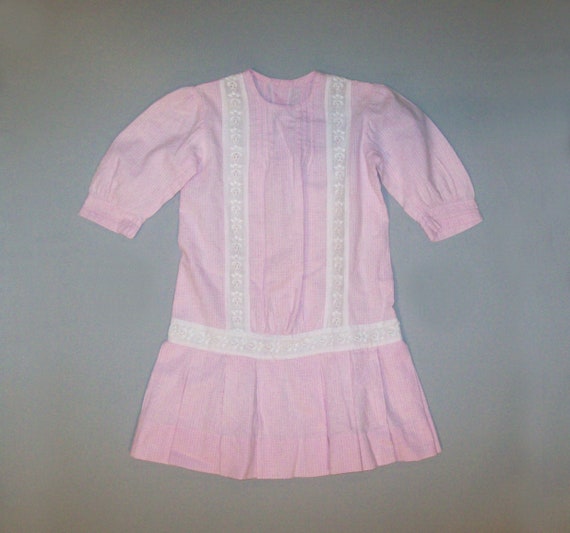 Old Vtg Ca 1910s Edwardian Small Girls Pink Dress… - image 1