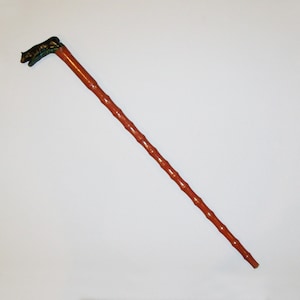 Antique Vtg Early 20th C 1930s Folk Art Cane Carved Bear Handle Walking Stick