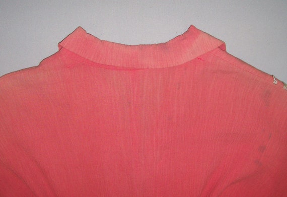 Old Vtg Ca 1940s Womans Dress Pink and Silver Ray… - image 7