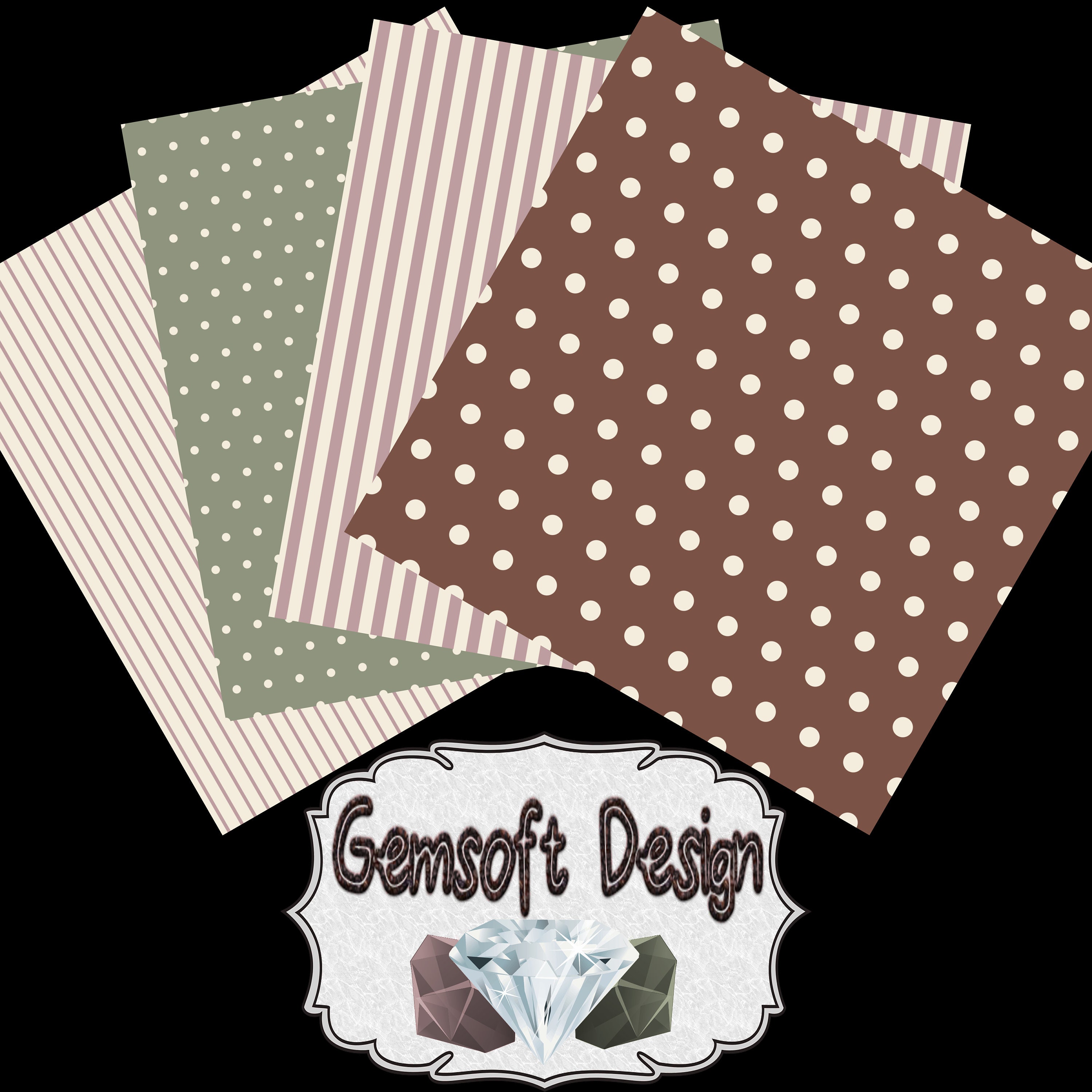 Muted Pink Green Design Coordinated 300DPI 12 x Etsy