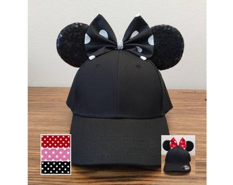 Minnie Ears Hat with Sequin Ears | Disney Mickey Ears Hat for Adults | Minnie Mouse Disney Baseball Hat | Mickey Ears Snapback Hat