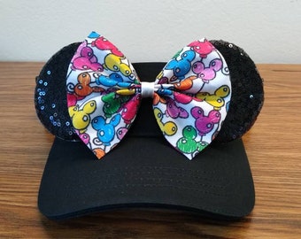 Disney Hat Visor, Minnie Ears Visor, Disney Birthday Ears, Disney Ears Visor Hat, Mickey Balloons Hat Visor, Run Disney Visor, Disney Visor