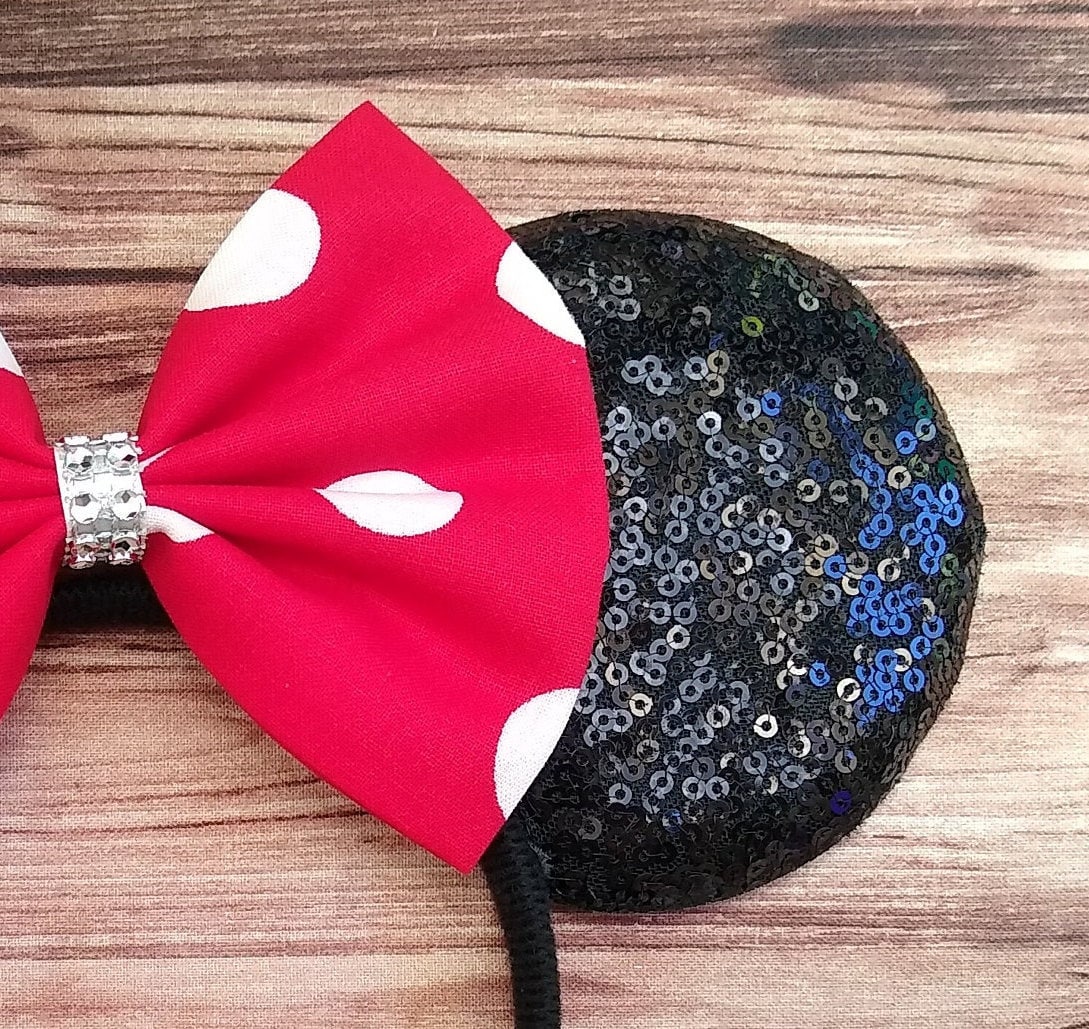 Diadema De Minnie Mouse Para Niños Y Adultos – 4 Piezas Con Orejas De Fieltro Y Lazo De Lunares, Ideal Para Fiestas De Cumpleaños, Halloween Y Disfraces