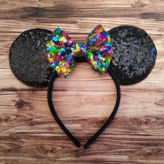 Disney Ears Headband With Multi-color Sequin Bow for Adults  display picture 3